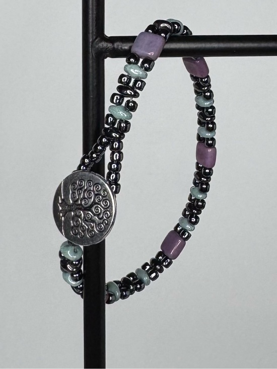 Handmade Jewelry - Hand Made CzechMate & SuperDuo Hematite Beaded Wrap Bracelet Lavender 6.75” NWT